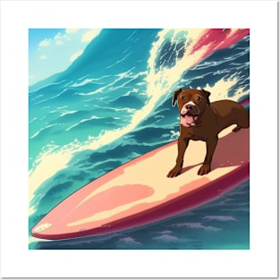 Pitbull Surfing! Posters and Art